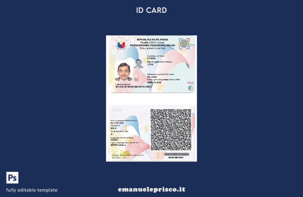modello di documento d'identità Filippine (presente) in stile verificato